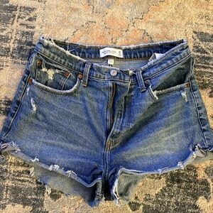Abercrombie & Fitch Distressed Blue Jean Shorts